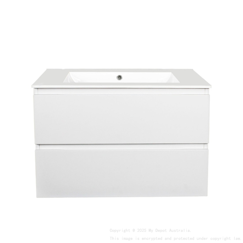 600mm Matte White MDF Bathroom Vanity 2 Drawers Wall Hung Cabinet Only 