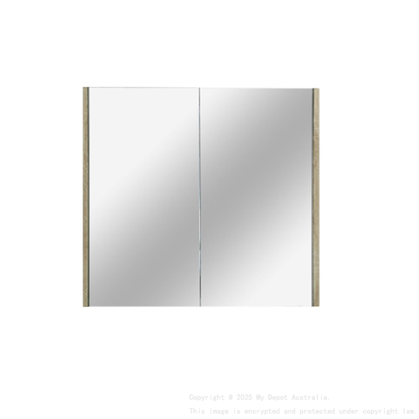 750mm Pencil Mirror White Oak MDF 2 Doors Shaving Cabinet