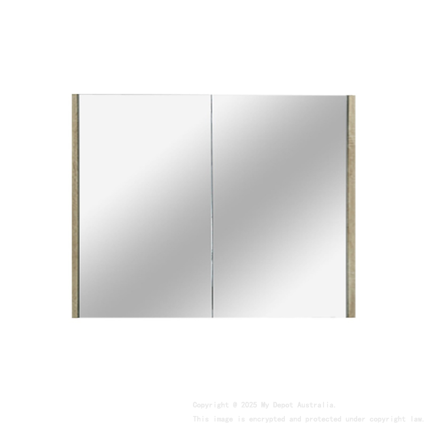 900mm Pencil Mirror White Oak MDF 2 Doors Shaving Cabinet