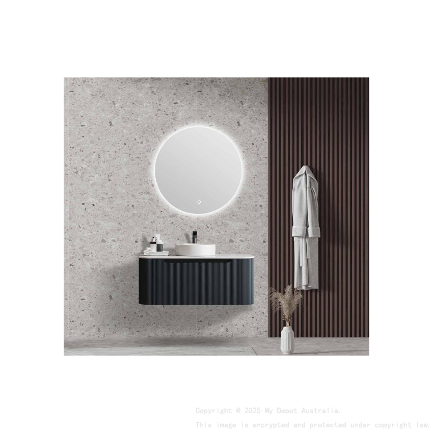 1200*460*400mm Mtte Black Round Edge Grooved Wall Hung Vanity Cabinet Only Soft Closed Single Drawer