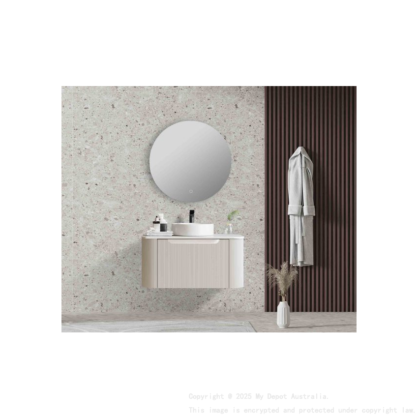 750*460*400mm Matt White Round Edge Grooved Wall Hung Vanity Cabinet Only Soft Closed Single Drawer