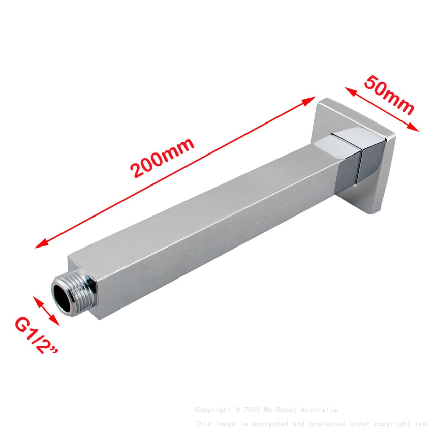 Cavallo Brushed Nickel Square Ceiling Shower Arm 200mm
