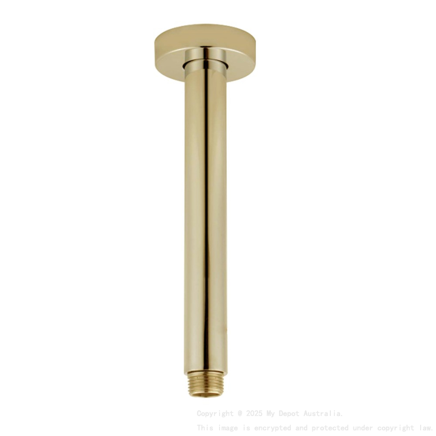 Pentro Brushed Yellow Gold Round Ceiling Shower arm 200mm