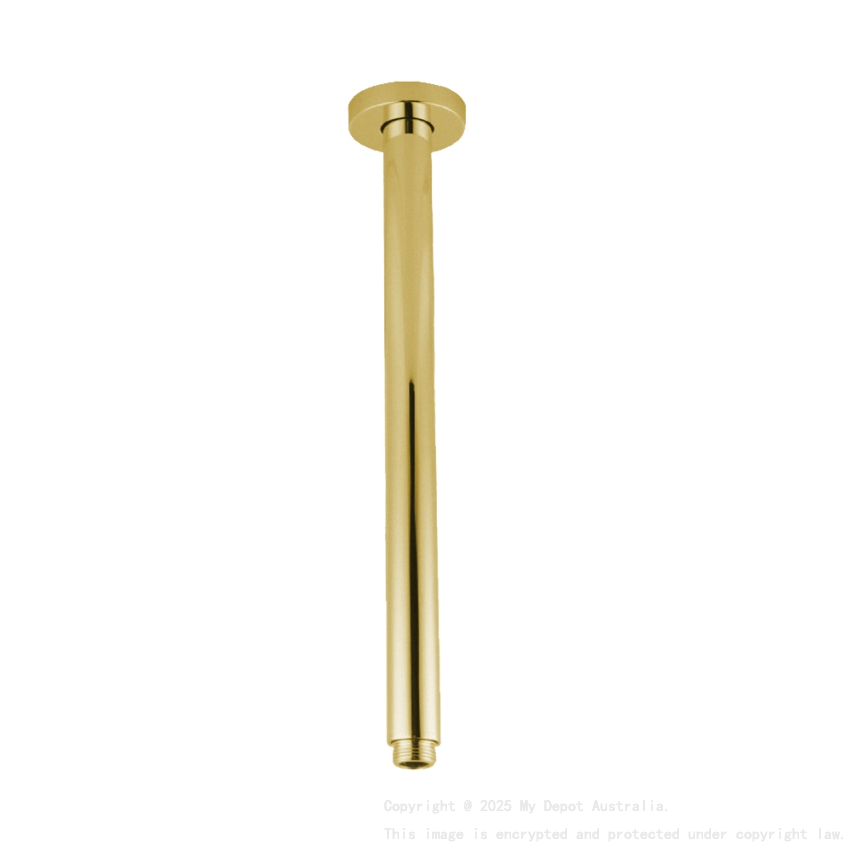 Pentro Brushed Yellow Gold Round Ceiling Shower arm 400mm