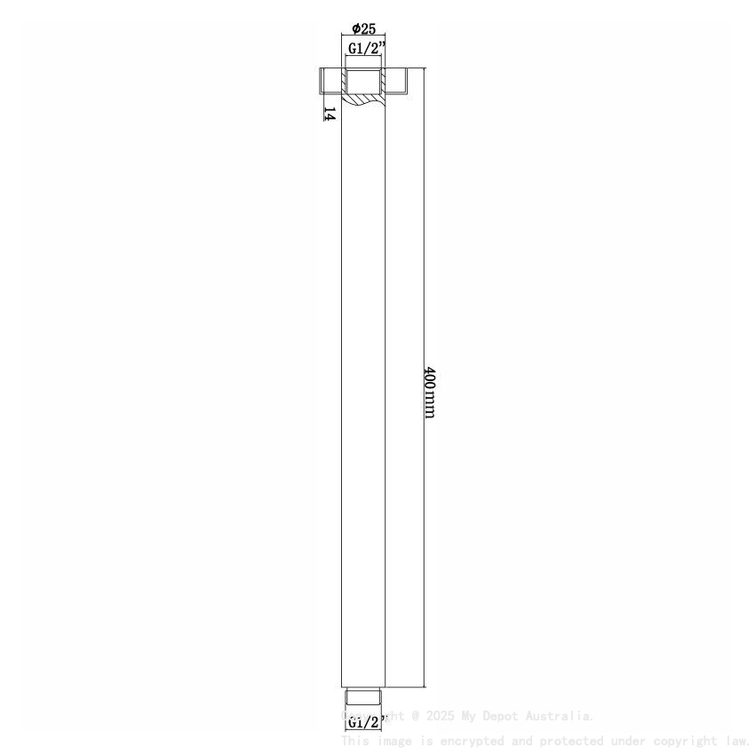 Pentro Gun Metal Grey Round Ceiling Shower Arm 400mm