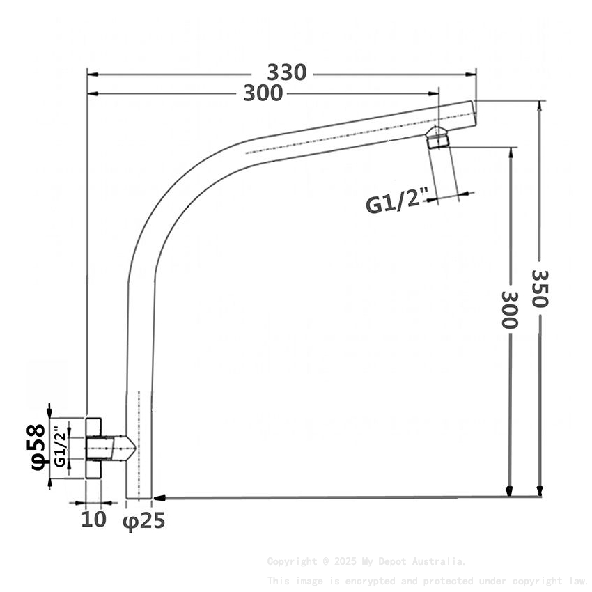 Pentro Gun Metal Grey Wall Mounted Shower Arm