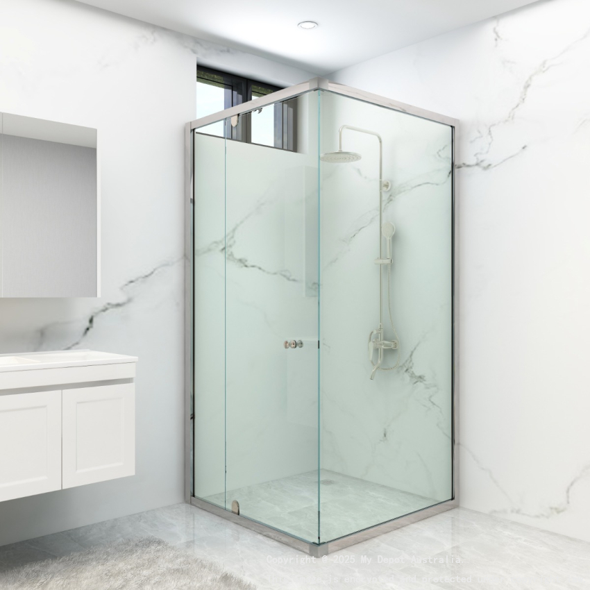 6mm Corner Semi Framed Shower Screens, L Shape, Pivot Door