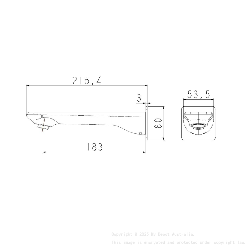 Esperia Matte Black Wall Bath / Spout