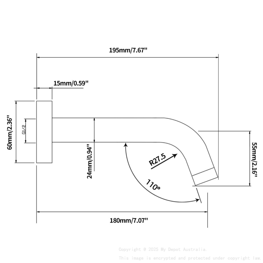 Pentro Matte Black Round Bath Spout