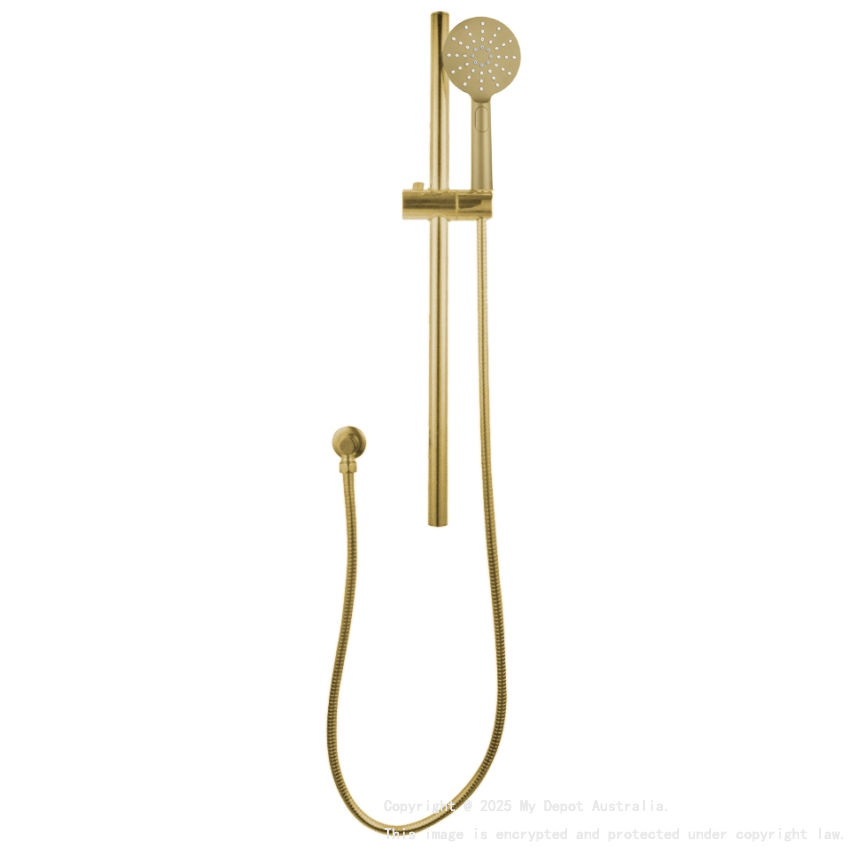 Pentro Brushed Yellow Gold Round Handheld Shower Rail Set