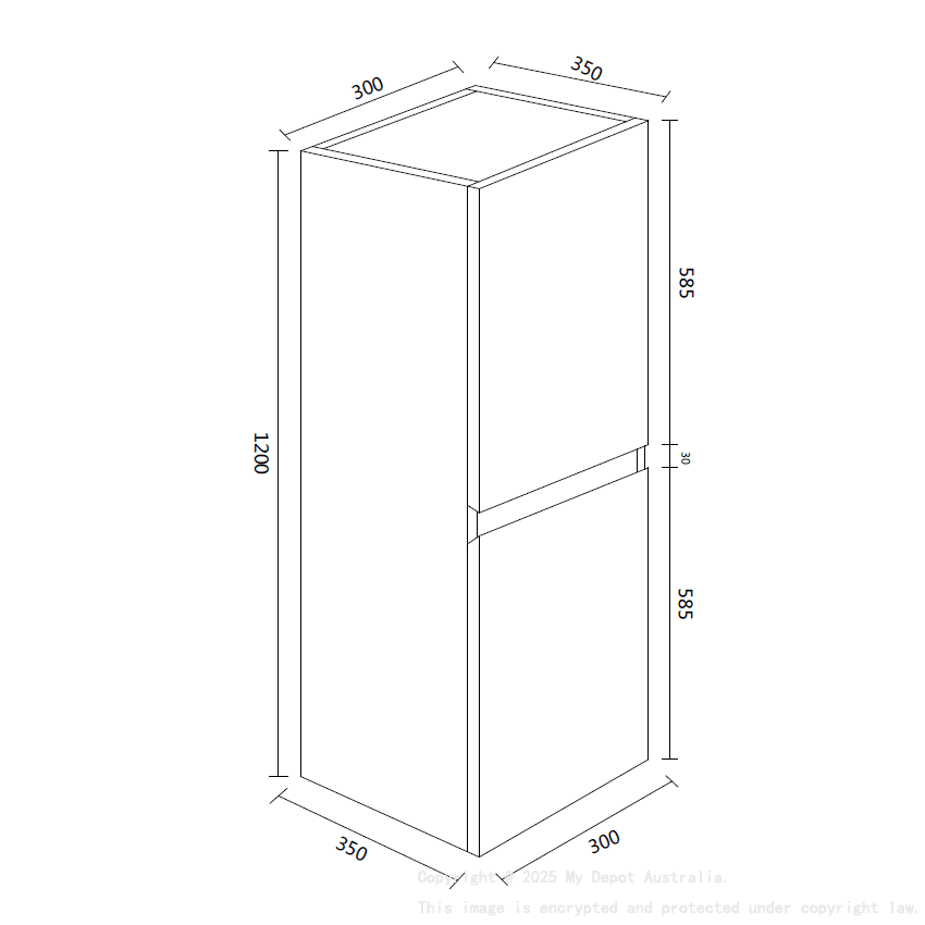 1200*300*350mm Rock Cemento Tall Boy Two Doors
