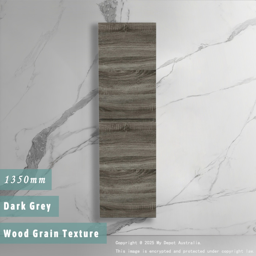 1350mm Dark Grey MDF Cabinet Bathroom Vanity 2 Doors Tall Boy