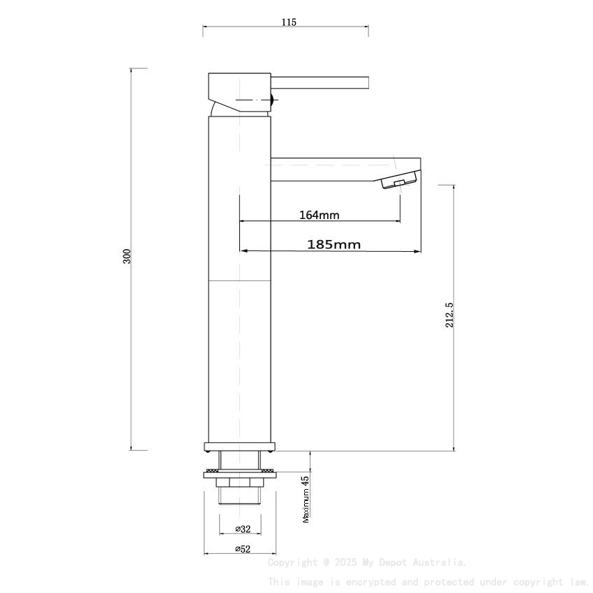 Pentro Matte Black Round Tall Basin Mixer