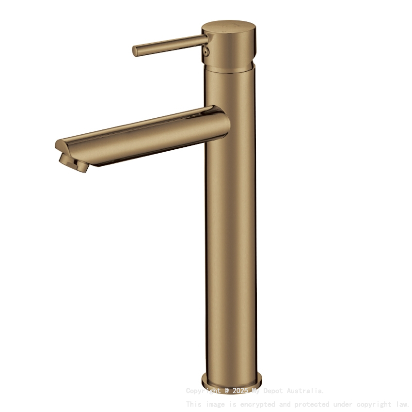 Pentro Brushed Yellow Gold Round Tall Basin Mixer