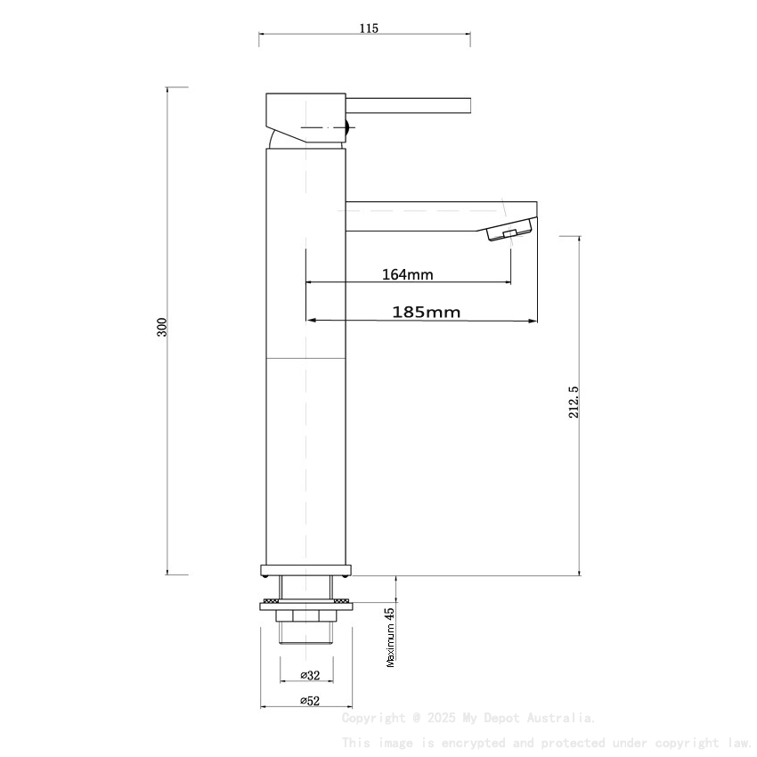 Pentro Gun Metal Grey Round Tall Basin Mixer