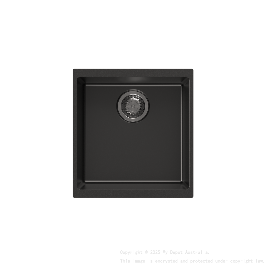 430*460*200mm Carysil Black Single Bowl Granite Kitchen/Laundry Sink Top/Flush/Under Moun