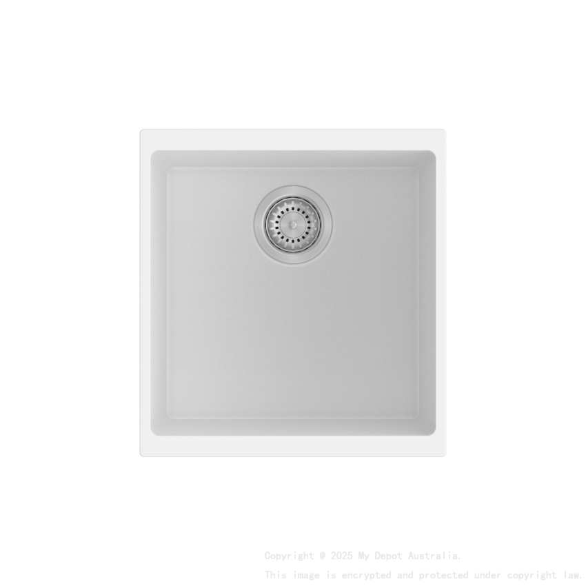 430*460*200mm Carysil White Single Bowl Granite Kitchen/Laundry Sink Top/Flush/Under Mount