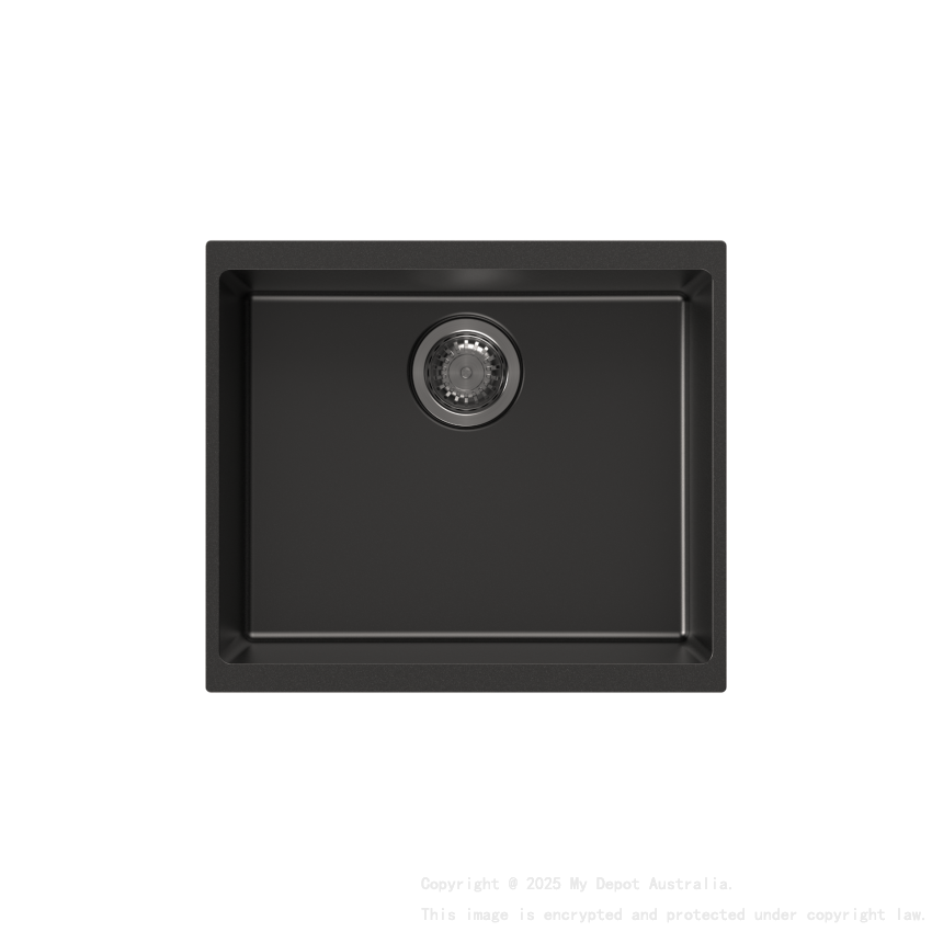 530*460*200mm Carysil Black Single Bowl Granite Kitchen/Laundry Sink Top/Flush/Under Mount