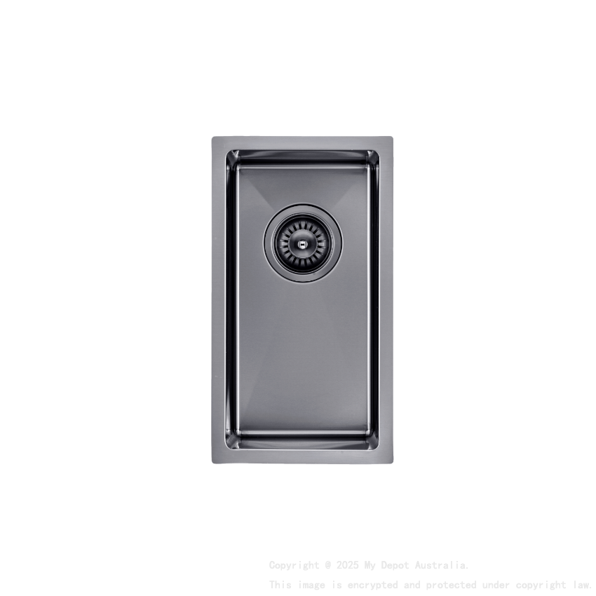 304 Stainless Steel Gun Metal Grey PVD Coating Single Bowl Kitchen Sink(Round Edges,with Bottom Tray)250*450*215mm