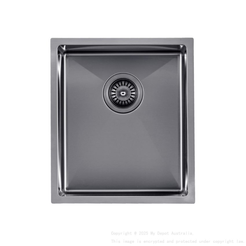 304 Stainless Steel Gun Metal Grey PVD Coating Single Bowl Kitchen Sink(Round Edges,with Bottom Tray)390*450*215mm