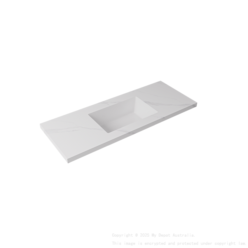 1200x460x190mm Carrara White Sintered Stone Seamlessjoined With Fine Ceramic Basin Single Bowl No Tap Hole