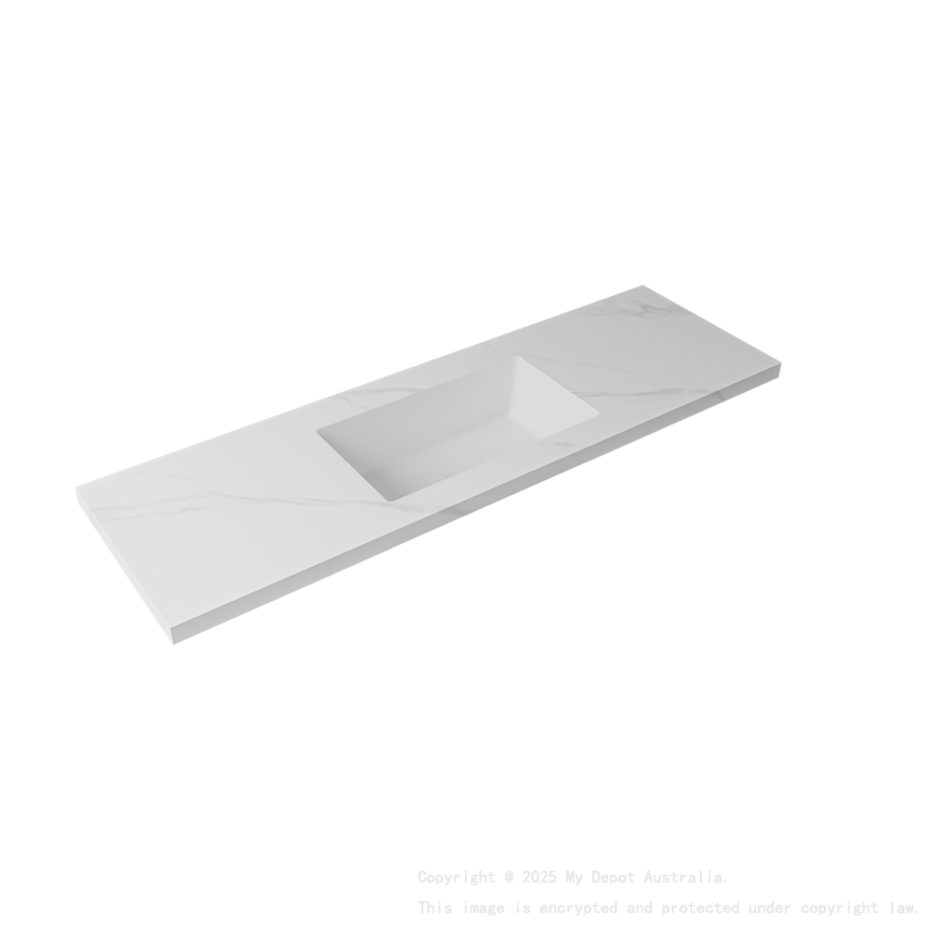 1500x460x190mm Carrara White Sintered Stone Seamlessjoined With Fine Ceramic Basin Single Bowl No Tap Hole