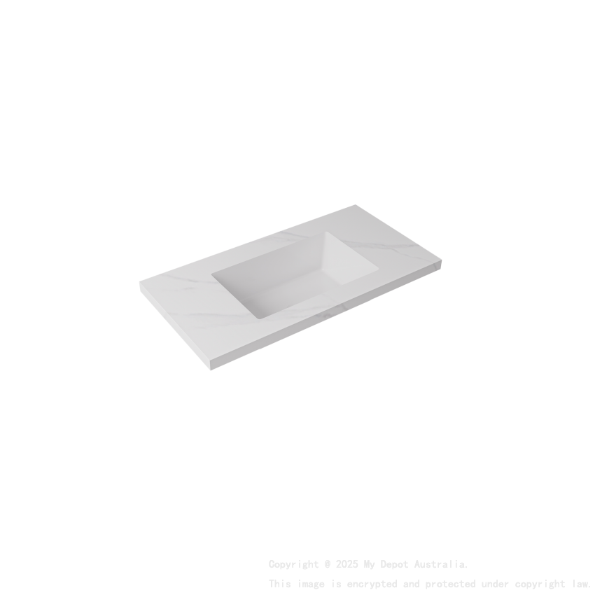 900x460x190mm Carrara White Sintered Stone Seamlessjoined With Fine Ceramic Basin Single Bowl No Tap Hole