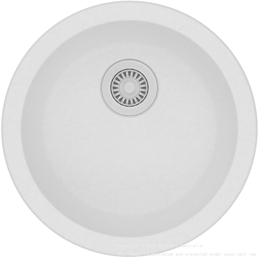 White Granite Quartz Stone Kitchen/Laundry Sink Round Single Bowl Top/Under Mount 460mm