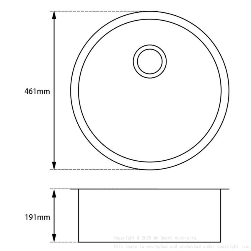 White Granite Quartz Stone Kitchen/Laundry Sink Round Single Bowl Top/Under Mount 460mm
