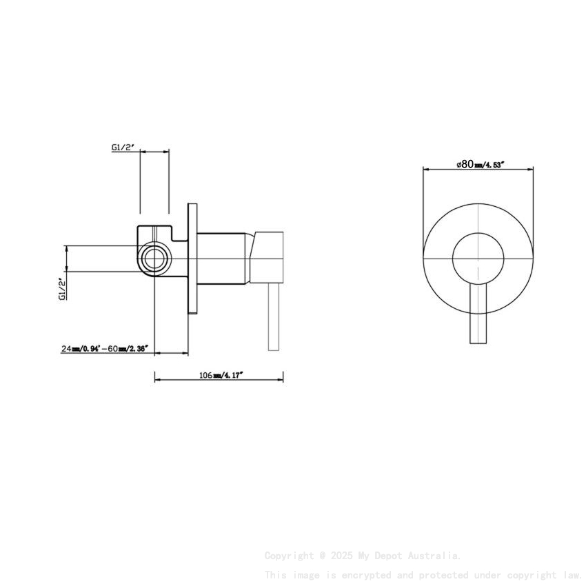 Pentro Gun Metal Grey Round Shower Mixer Tap