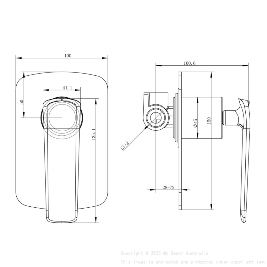 Esperia Chrome & Matte Black Wall Mixer