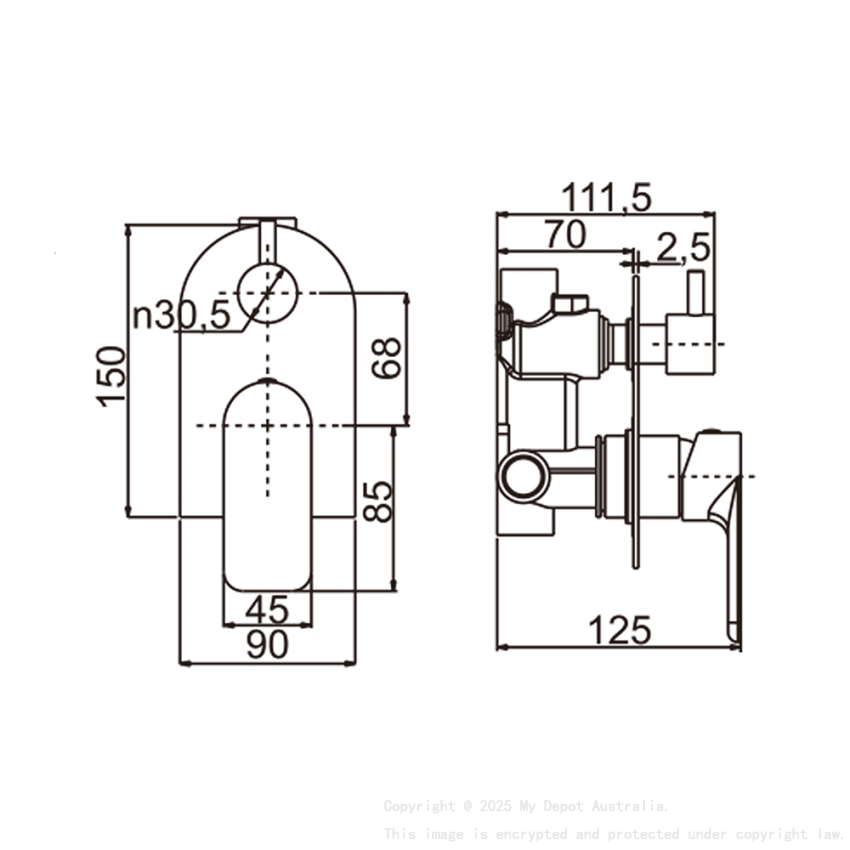 Persano Matte Black Mixer Diverter