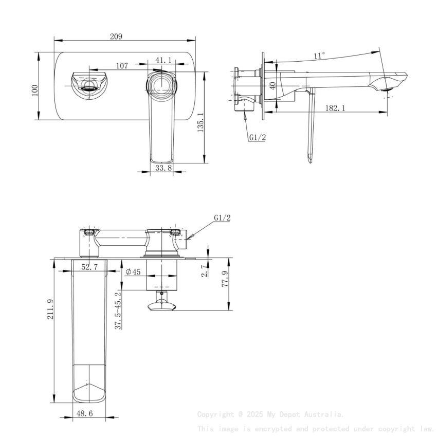 Esperia Chrome Wall Mixer With Spout