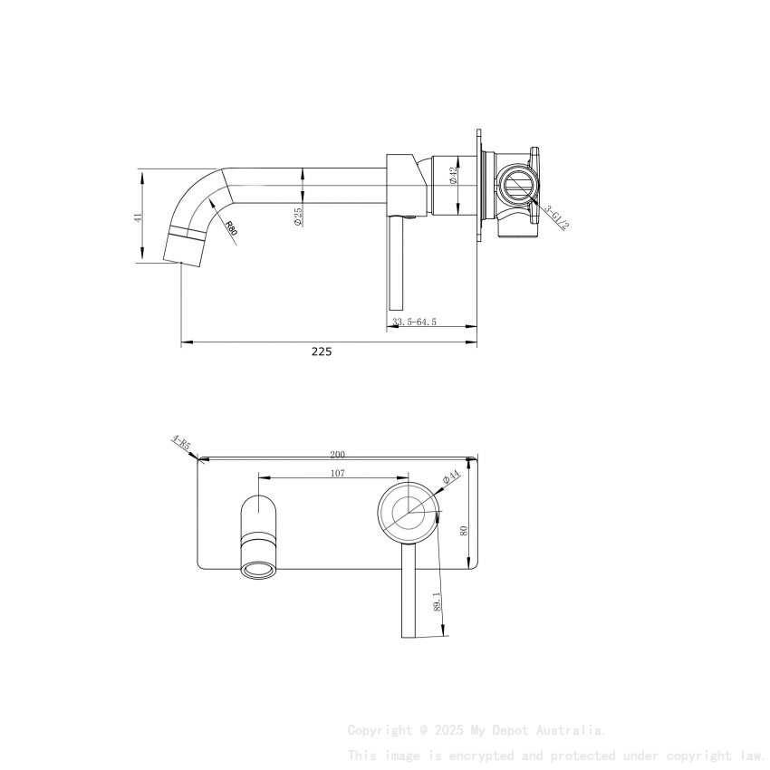 Pentro Matte Black Wall Mixer With Round Spout