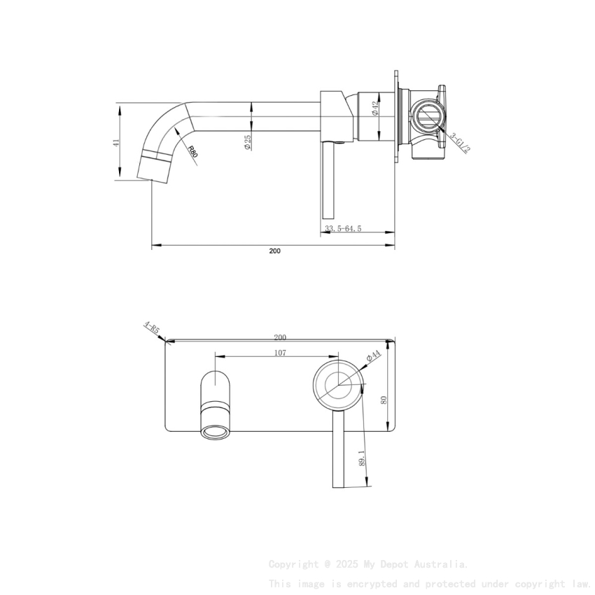 Pentro Gun Metal Grey Wall Mixer With Round Spout
