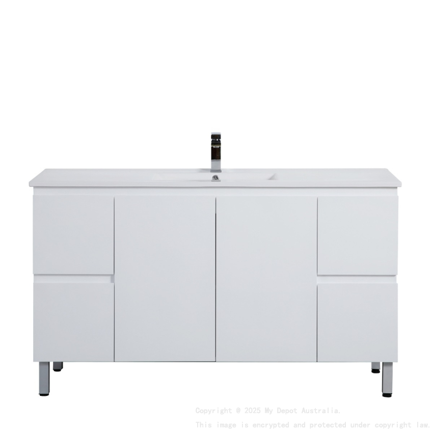 1490*455*860mm Gloss White Alpha Wall Hung PVC Vanity Single Bowl