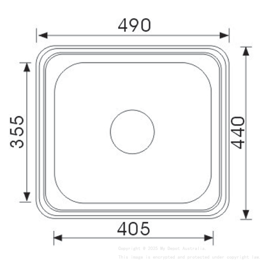 490 x 440mm Chrome Single Bowl Sink 304 Stainless Steel