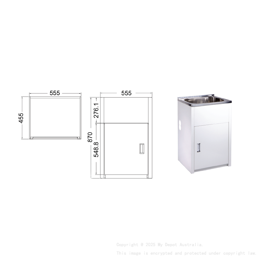 35L Laundry Tub with Cabinet with Side Hole