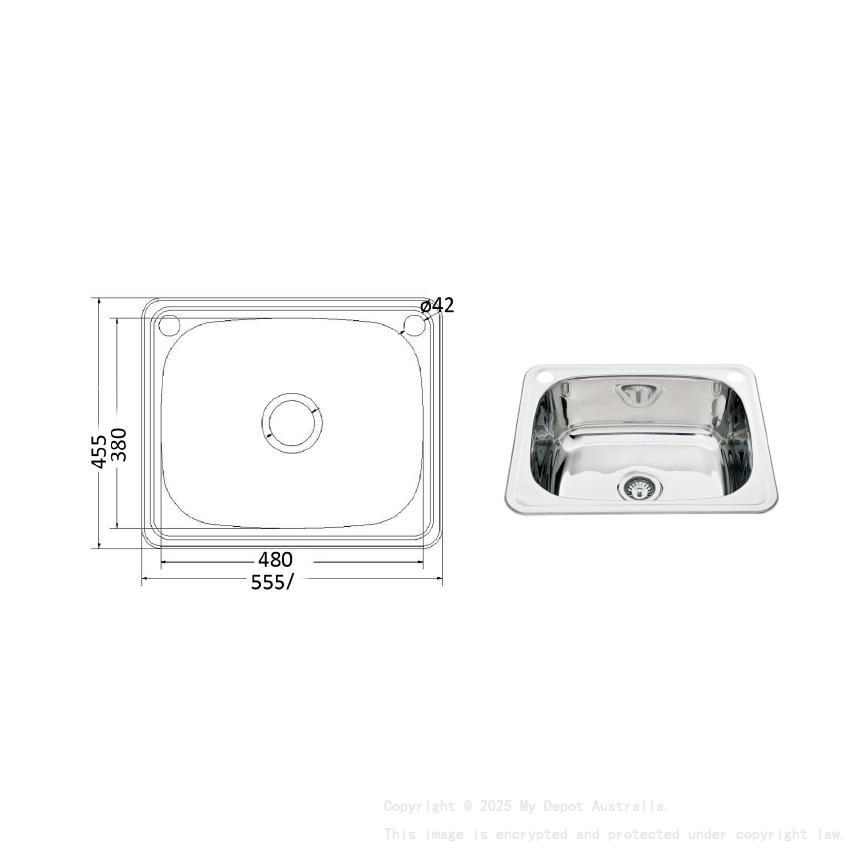 Eden Laundry Sink 555(600) x 455(500)mm