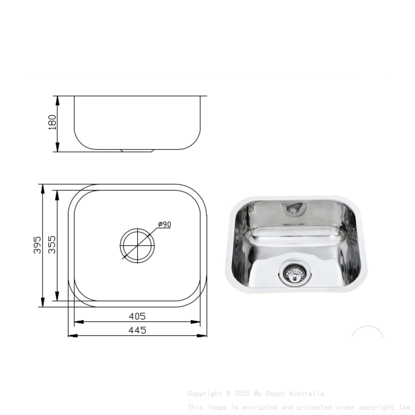 Undermount Sink 445 x 355mm