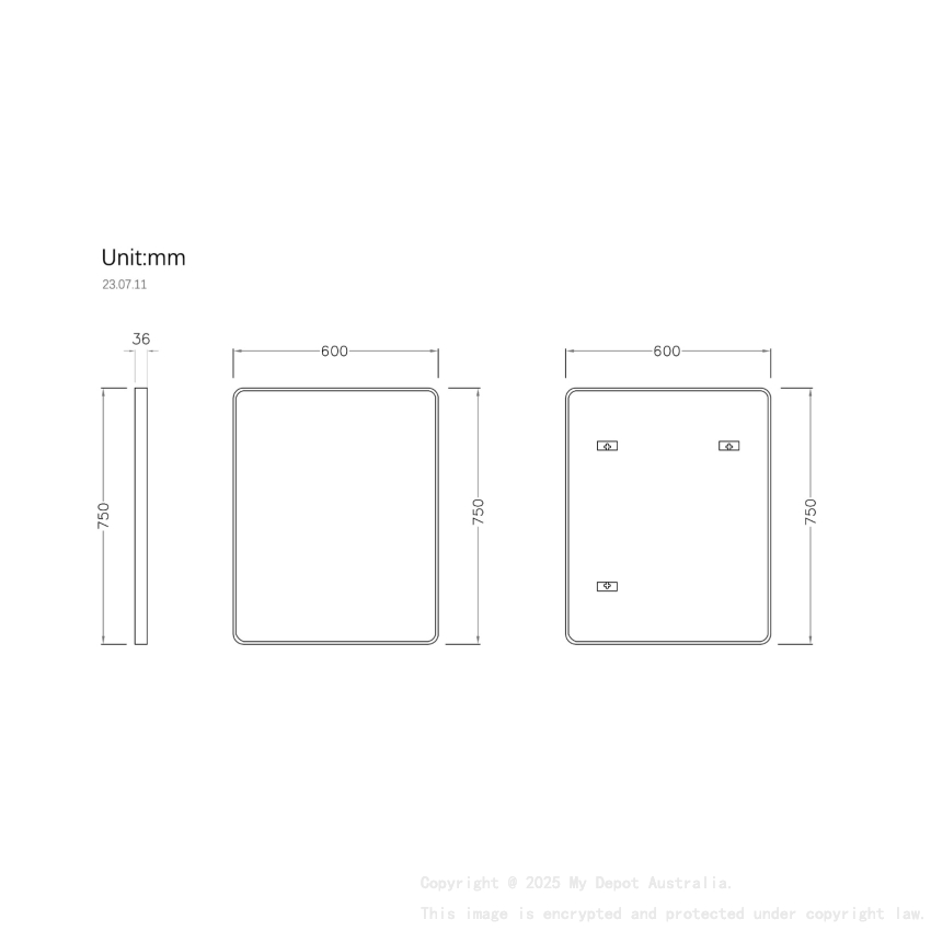 600mm Wall Mounted Brushed Gold Framed Bathroom Rectangle Mirror