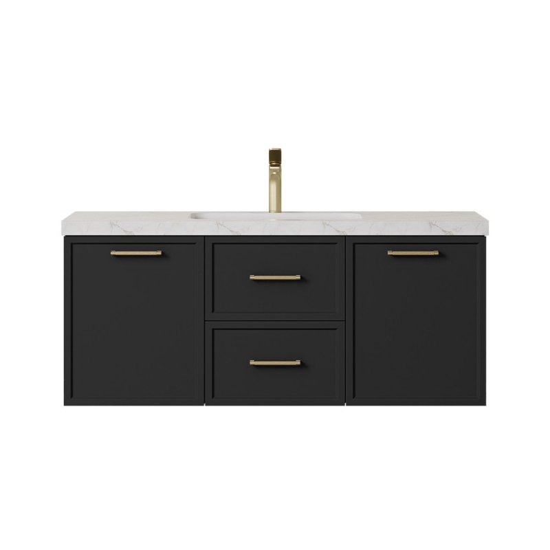 1190*455*470mm Kingsley Federation Matte Black Wall Hung PVC Cabinet With Handle