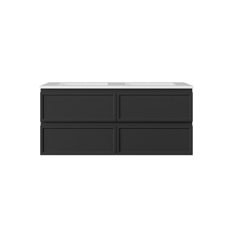 1190*455*500mm Matte Black New Hamilton Federation Slim Wall Hung Cabinet For Single Bowl And Double Bowl