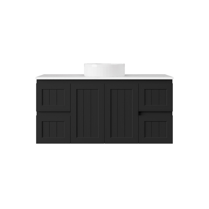 1190*455*560mm Matte Black Archill Federation Wall Hung Ensuite PVC Cabinet 