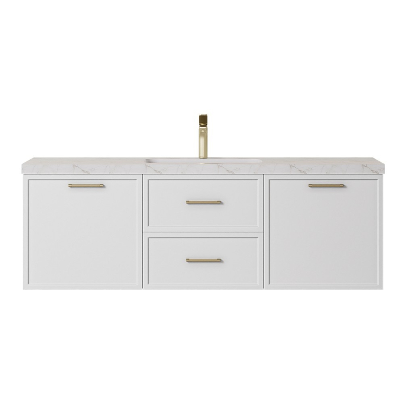 1490*455*470mm Kingsley Federation Matte White Wall Hung PVC Cabinet With Handle