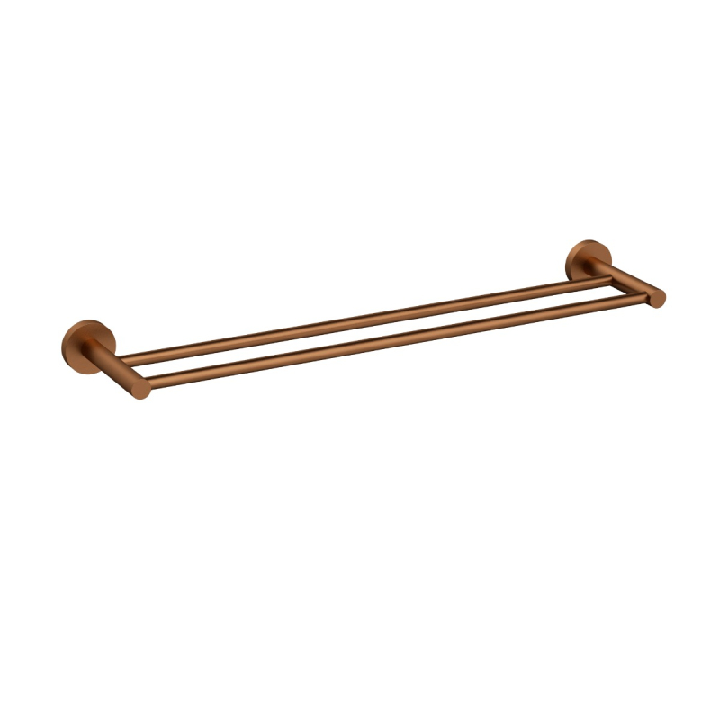 Otus Slimline Double Towel Rail 600mm Brushed Copper