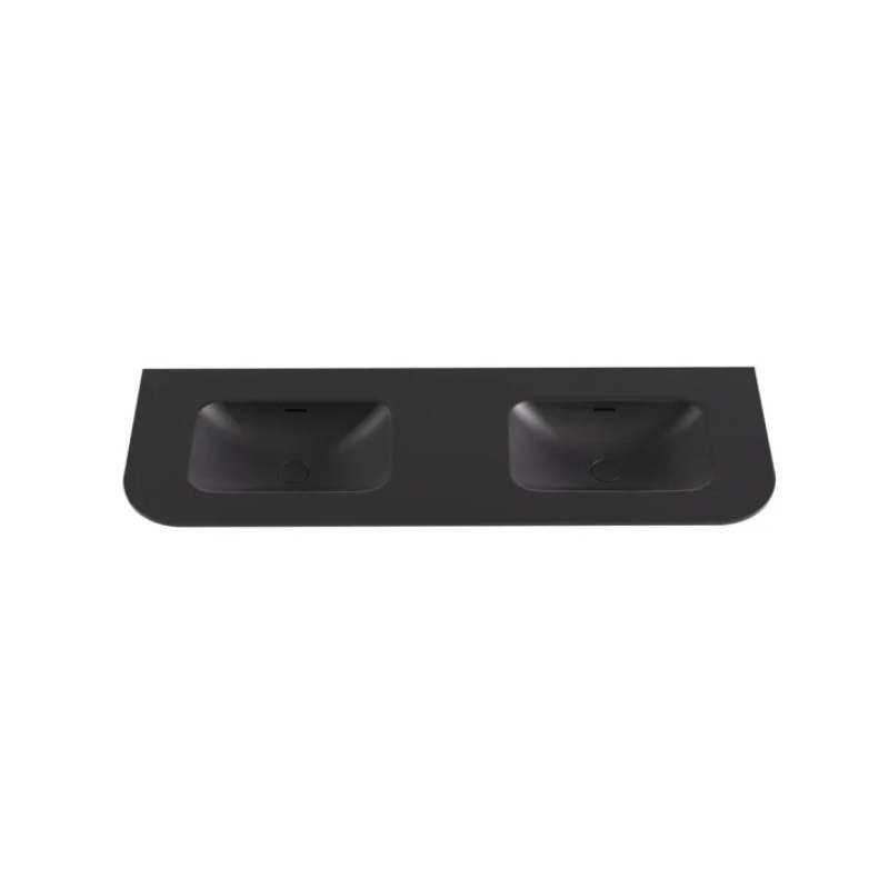 1805X505X140 Matte Black Aruro Solid Surface Stone Basin Double Bowl