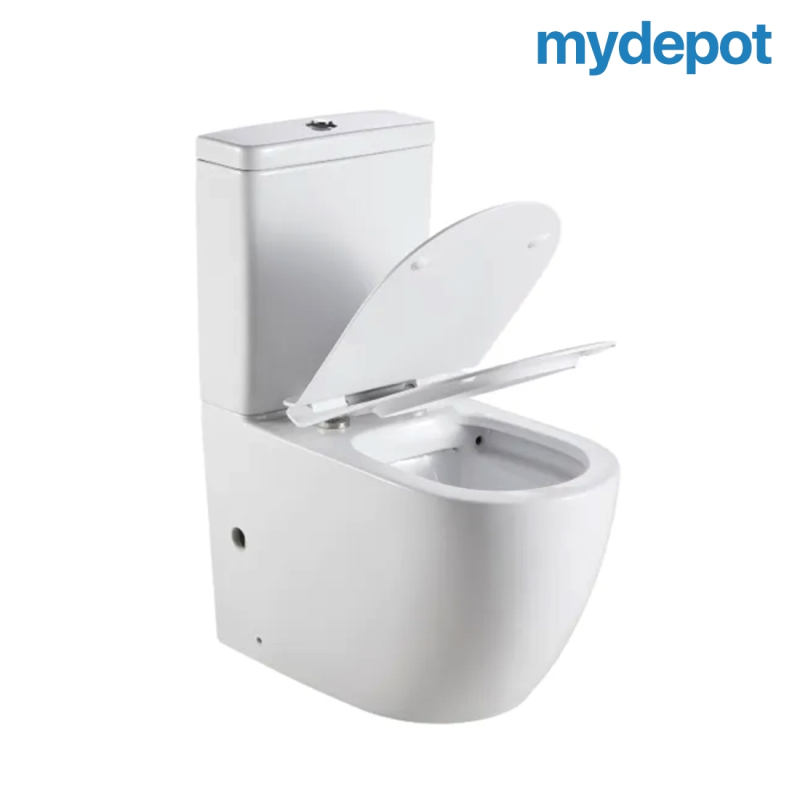 Two-Piece Rimless Flushing Toilet Suite Wall Faced Floor Mounted Toilet