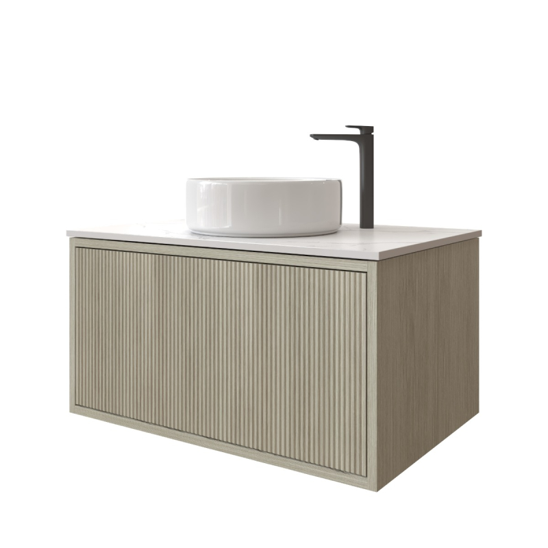 750mm Kiama Coastal Oak 1 Drawer Fluted Wall Hung Vanity Cabinet Only