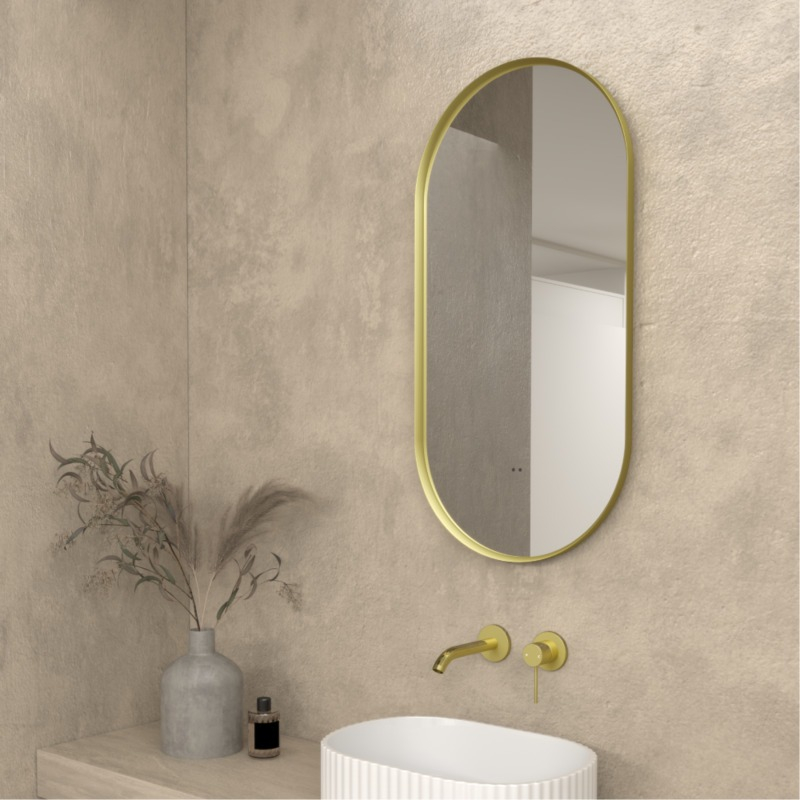 450×900mm Brushed Gold Framed Oval 3 Color Backlit LED Mirror(Touchless Sensor Switch)